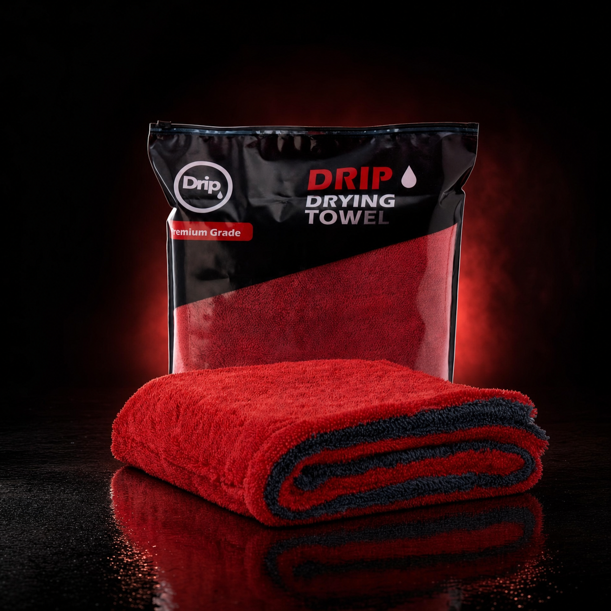 Drip Premium Microfiber Drying Towel — Crimson